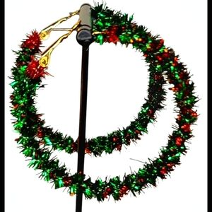 Garland Hoop Earrings in Green & Red
